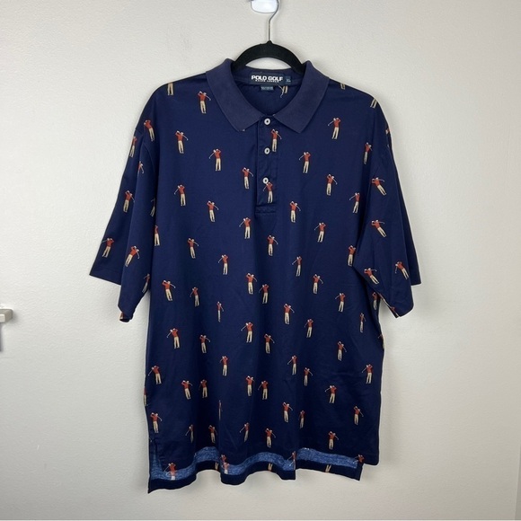 Vintage Polo Golf Polo Shirt Golfer Print - Picture 2 of 6